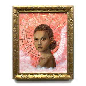 angel artwork sunrise portrait painting in gold frame by Aimee Schreiber