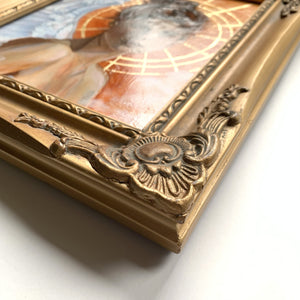 angel painting in vintage gold frame