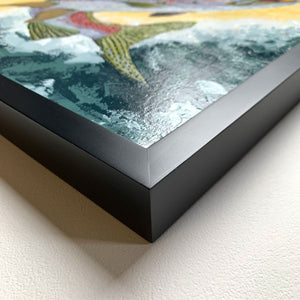 rainbow trout fish painting black frame detail