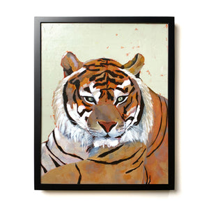 tiger animal painting in black frame