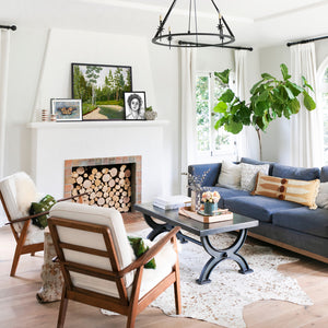 monarch butterfly art print over fireplace