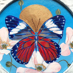 "Butterfly Spring" Framed Acrylic Painting 8x8