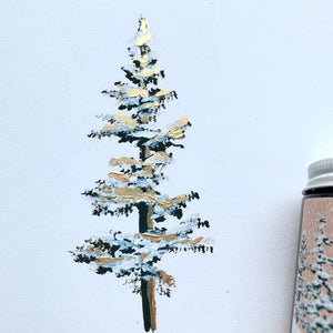 gold embellished evergreen tree art print