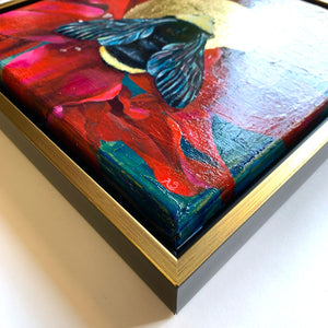 obscure bumblebee painting gold float frame detail