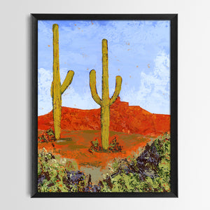 cactus desert landscape art print framed