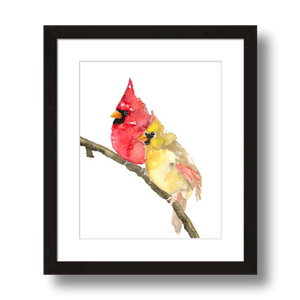 cardinals bird art print framed 8x10
