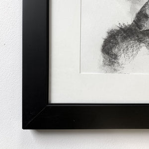 original charcoal drawing fox black frame detail