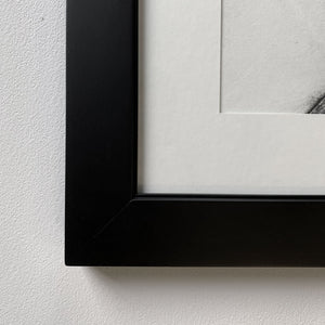 charcoal drawing owl black frame detail