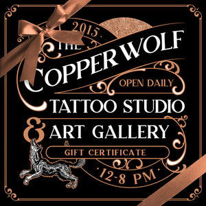 copper wolf tattoo gift certificate