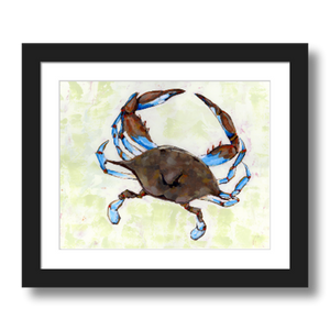crab art print framed 8x10