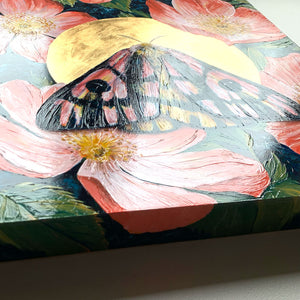elegant sheep moth wild rose painting texture detail