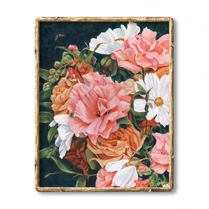 floral wall art pink flower ladybug art print framed