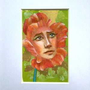 flower face painting flower spirit gold ink detail