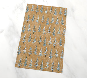 gold winter evergreen snow tea towel gift set