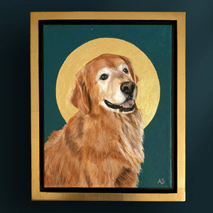 golden retriever dog pet portrait painting commission