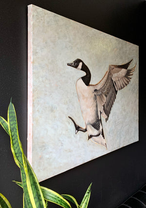 goose painting on large canvas edge