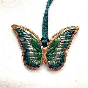 green blue gold butterfly ornament
