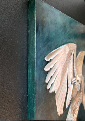 great grey heron large canvas edge