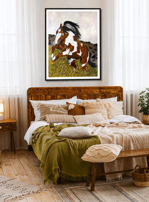 horse art print bedroom wall