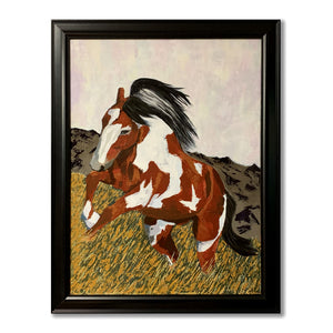 horse animal painting in black frame
