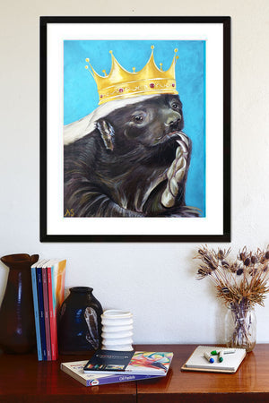 king honey badger art print framed 16x20