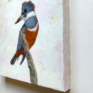 kingfisher beautiful bird painting canvas edge