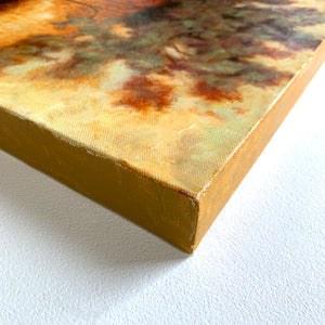 landscape painting trees at sunset gallery wrap canvas detail