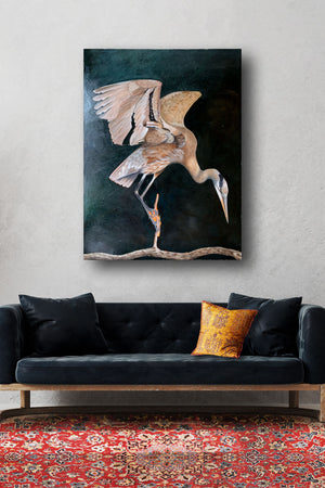 heron painting great grey heron large canvas art on wall