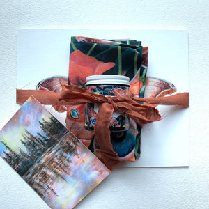 midnight garden moth poppy tea towel art print candle gift set