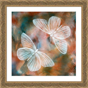 Mirror II Ethereal White Moths framed 16x16 art print by Aimee Schreiber