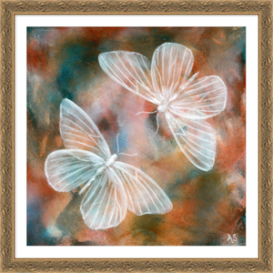 Mirror II Ethereal White Moths framed 24x24 art print by Aimee Schreiber
