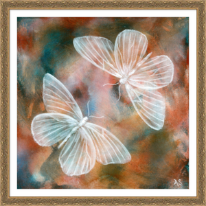 Mirror II Ethereal White Moths framed 30x30 art print by Aimee Schreiber