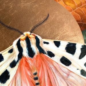moth painting copper leaf halo detail
