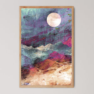 mountain moon rise full moon landscape art print