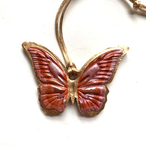Rust, pink, gold butterfly ornament