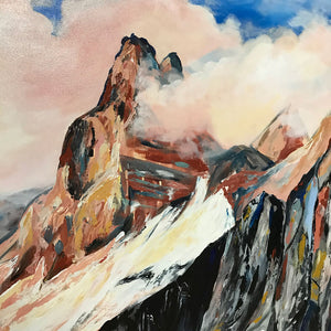"Primordial Possibility 1" Abstract Mountain Landscape Painting