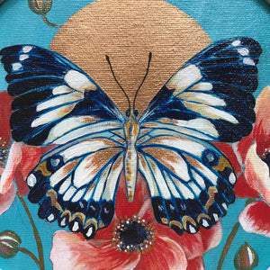 "Butterfly Summer" Framed Acrylic Painting 8x8