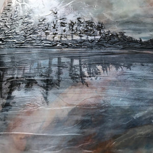 Reflection I Lake Landscape painting texture detail by Aimee Schreiber