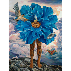 surreal art print blue poppy vishudda chakra