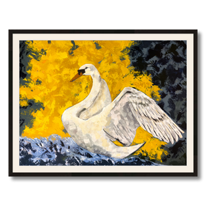 swan art print matted framed 24x32