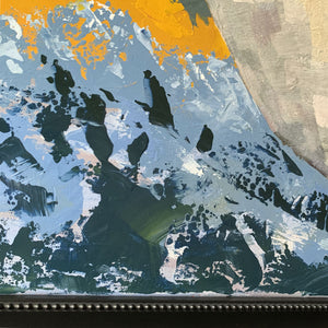 Swan animal painting on canvas in black frame water texture detail