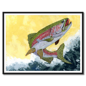 rainbow trout art print framed 30x40