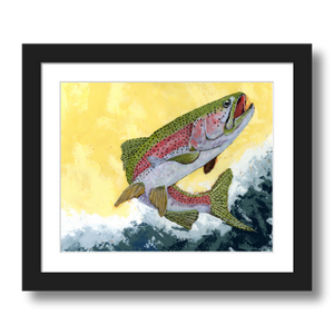 rainbow trout art print framed 8x10