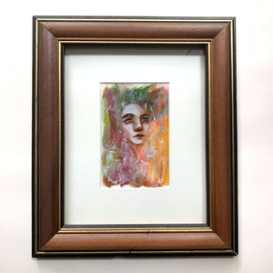 we are hostess and guest emotional art colorful acrylic painting in vintage wood frame by aimee schreiber