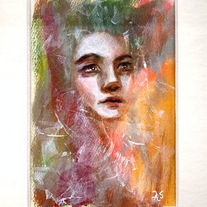 we are hostess and guest emotional art colorful acrylic painting portrait detail by aimee schreiber