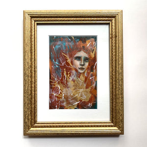 we are sunsets and steps emotional art metallic acrylic painting in gold frame by Aimee Schreiber