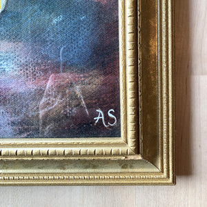 embellished art print in vintage gold frame detail