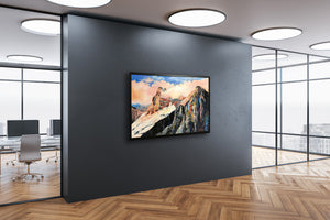 abstract mountain landscape painting in office