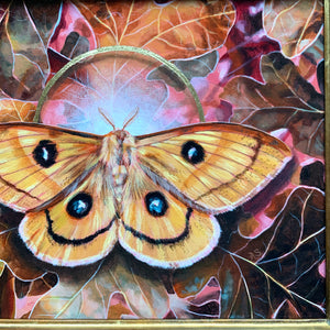 alchemy yellow tau emperor moth painting detail