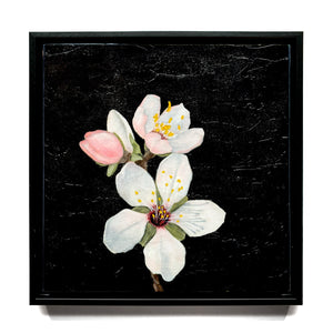 apple blossom painting in black frame